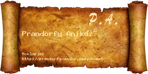 Prandorfy Anikó névjegykártya